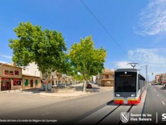 Impressie van de geplande treinverbinding tussen Palma, de luchthaven en Llucmajor op Mallorca